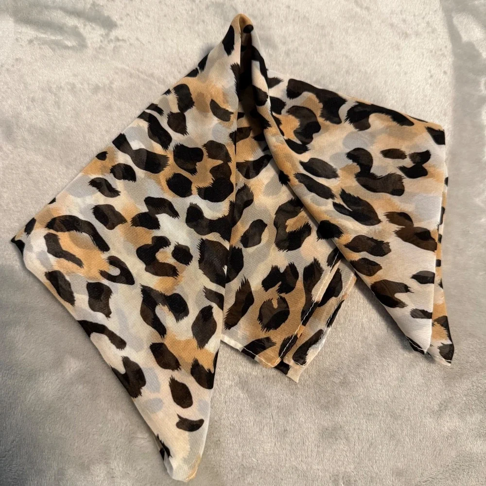 Leopard Print Silky Square Scarf 28